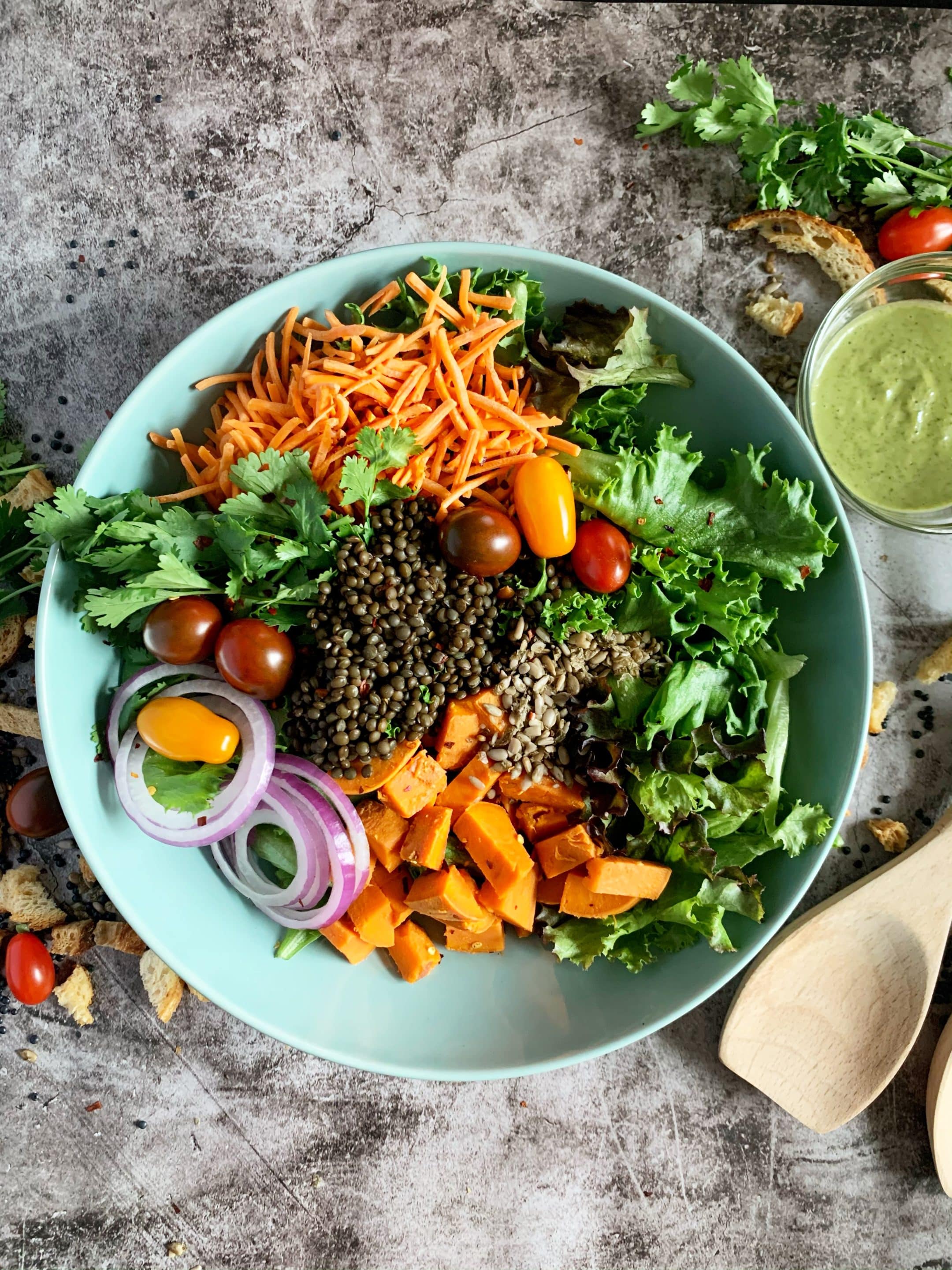 Favorite Fall Salad with Black Lentils &amp; Sweet Potato - Little Leaf Farms
