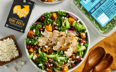Mediterranean Broth-Marinated Chicken Salad with Roasted Squash and Feta