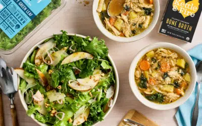 Tuscan Chicken Soup with Pear Parmesan Salad